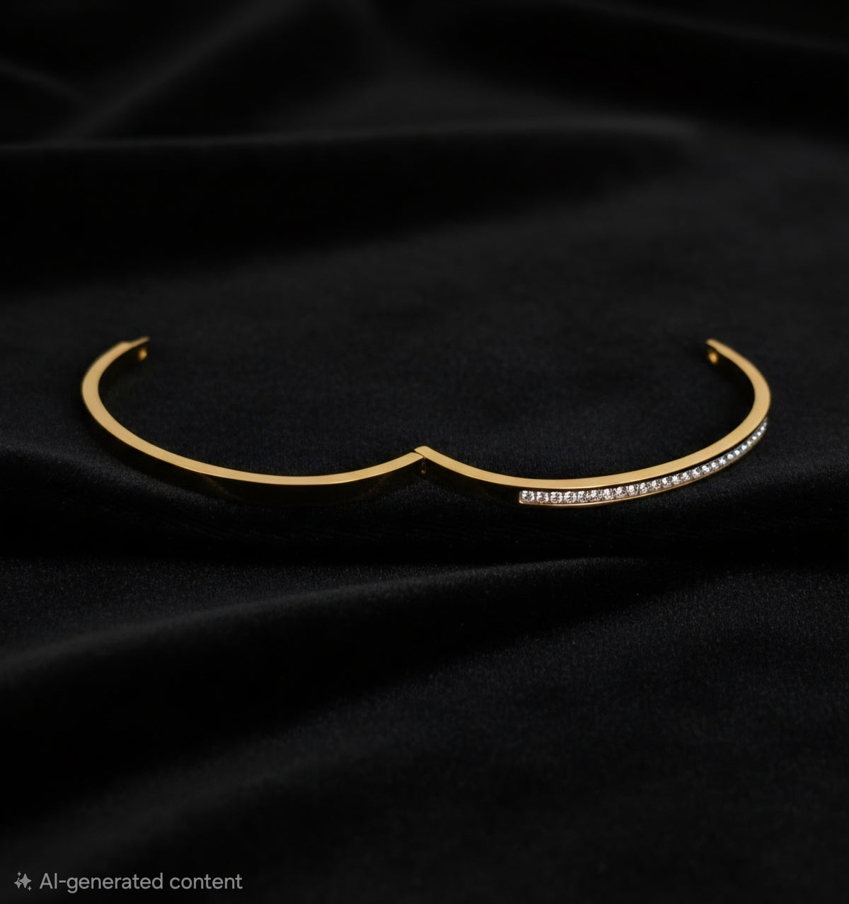 Gold Bangle With Crystal Pavé Diamond Row (Copy)