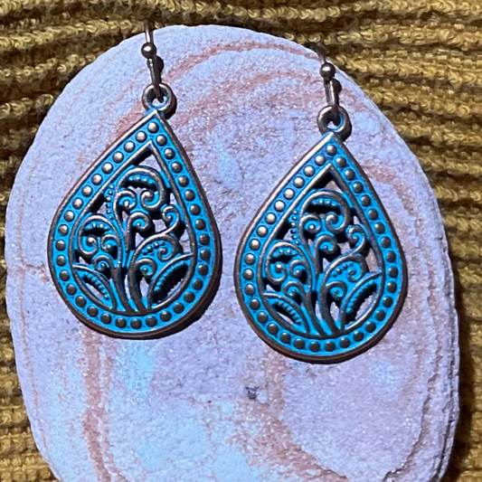 Teardrop Boho Earrings – An Intricate Turquoise Touch
