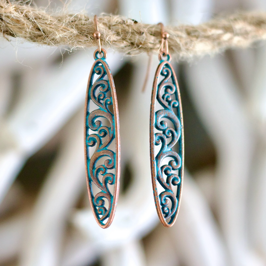 Turquoise Swirl Drop Earrings – Elegant Boho Chic
