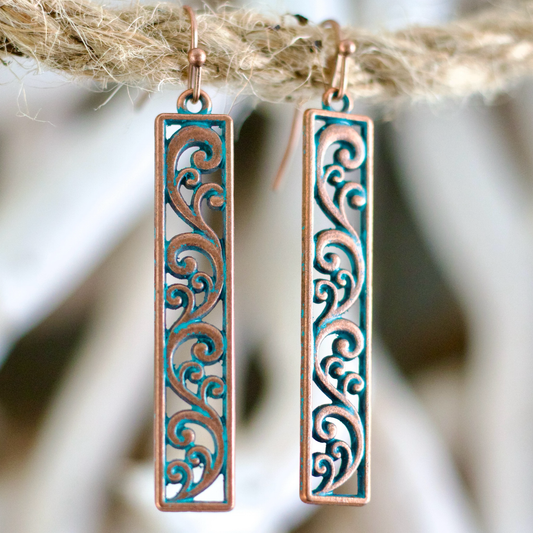 Ornate Swirl Drop Earrings - Elegant & Stylish