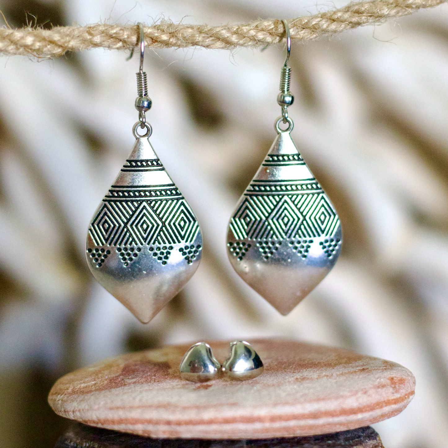Geometric Drop Earring & Stud Set – Bold and Stylish