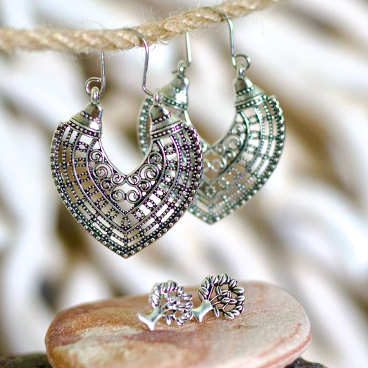 Boho Chic Geometric Earrings Set – Intricate & Elegant