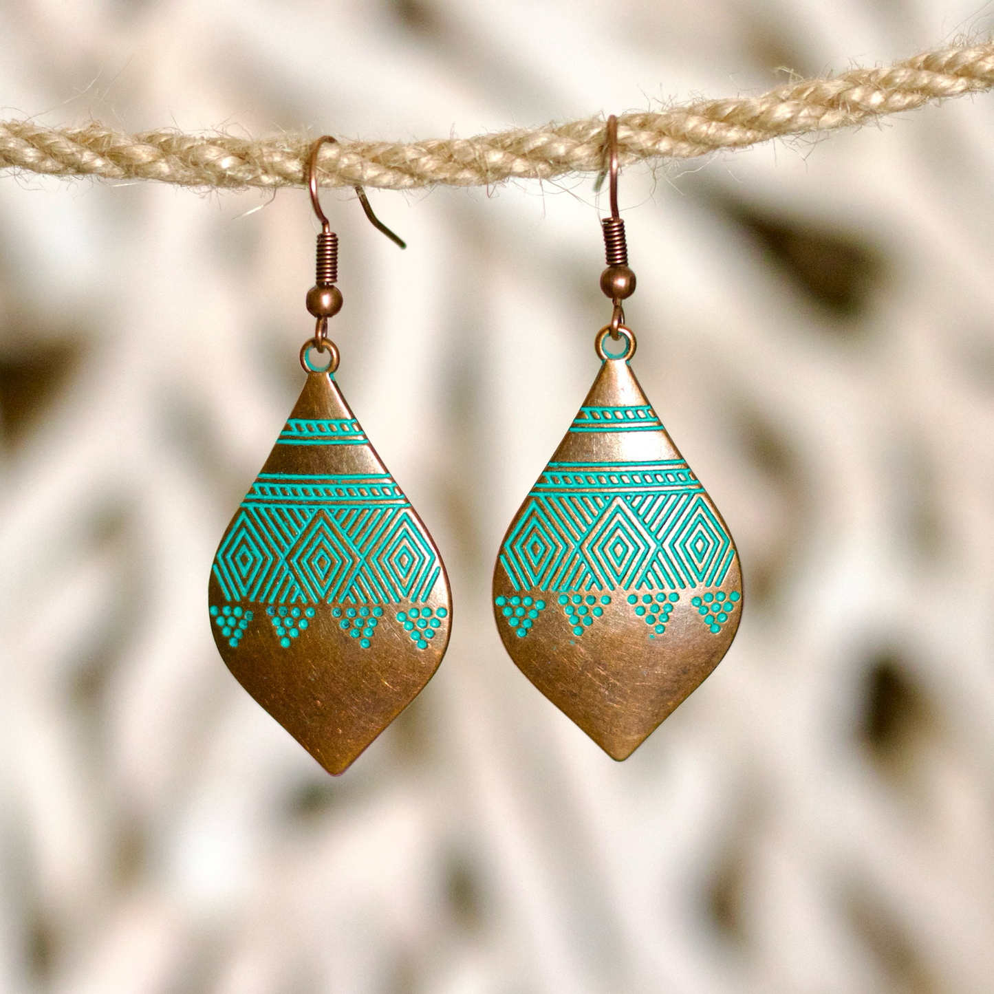 Turquoise Tribal Drop Earrings – Boho Chic Vibes