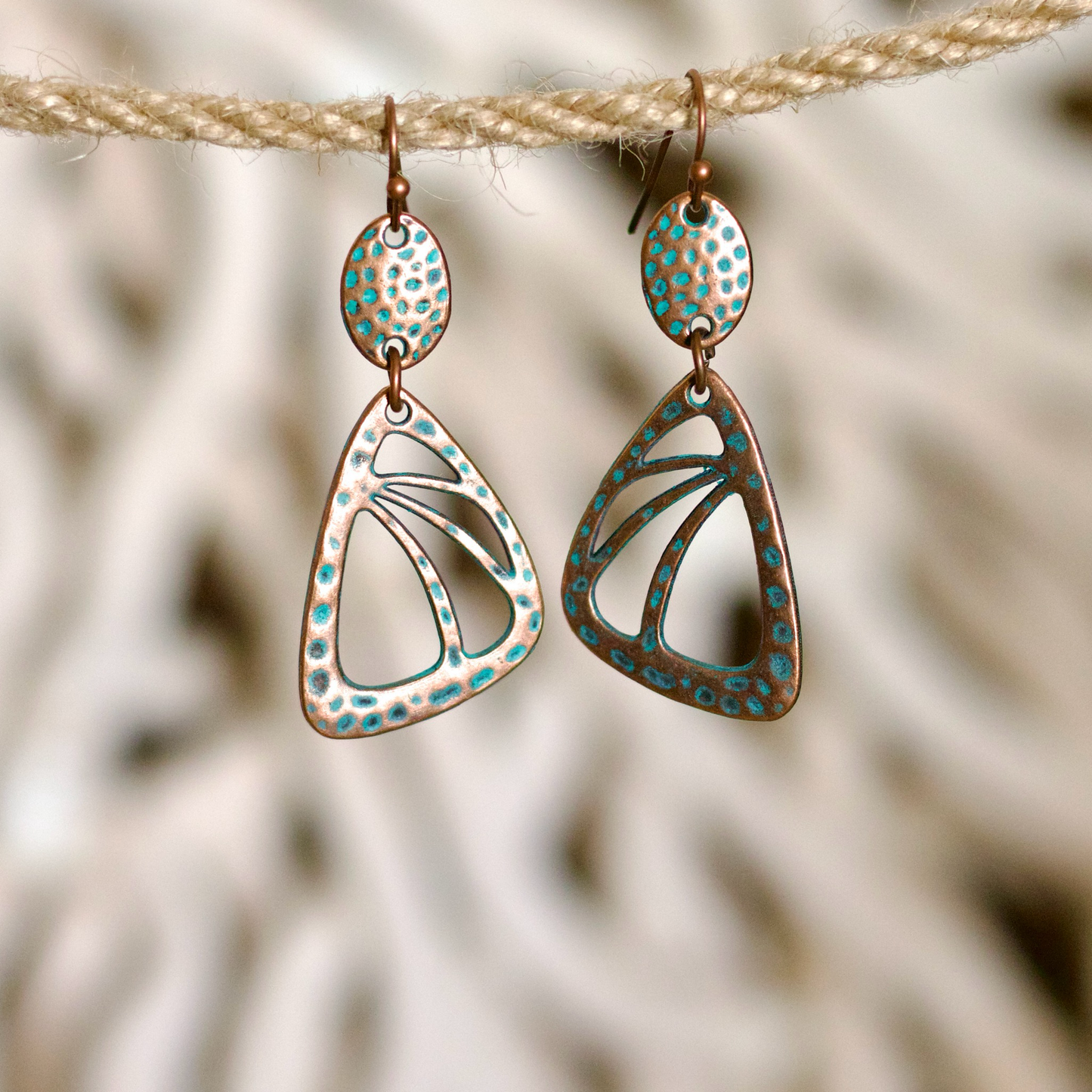 Bohemian-style dangle earrings with a modern geometric design
