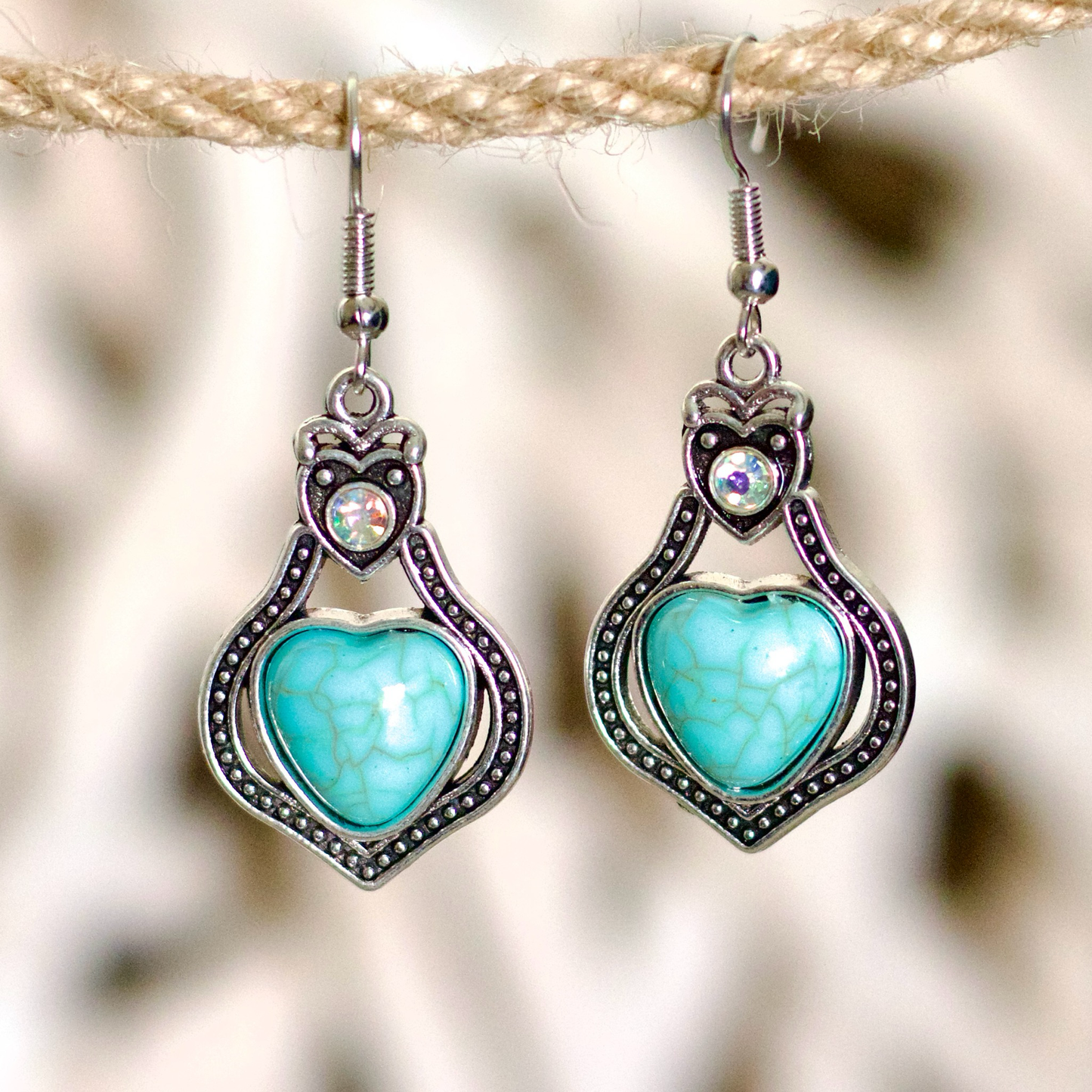 Turquoise Heart Earrings – Love in Every Detail