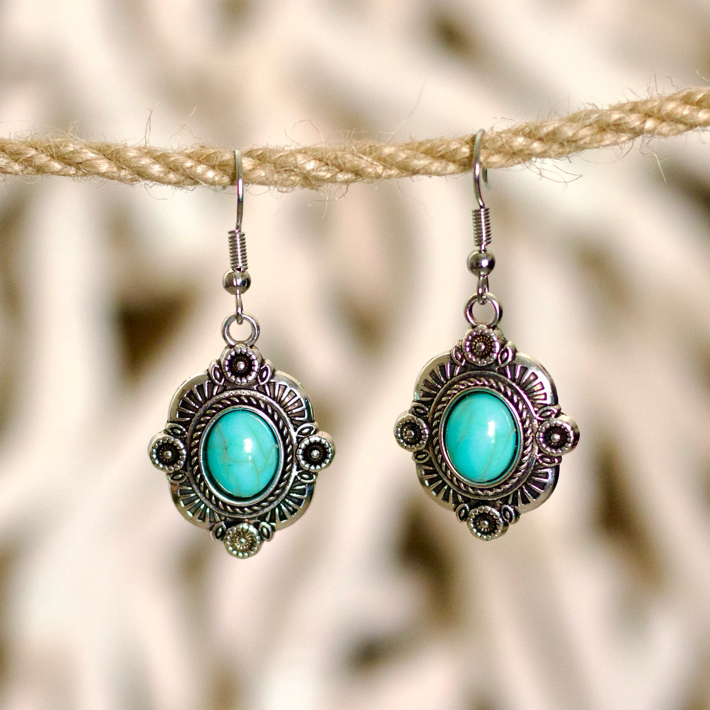Vintage Turquoise Charm Earrings – Boho Elegance