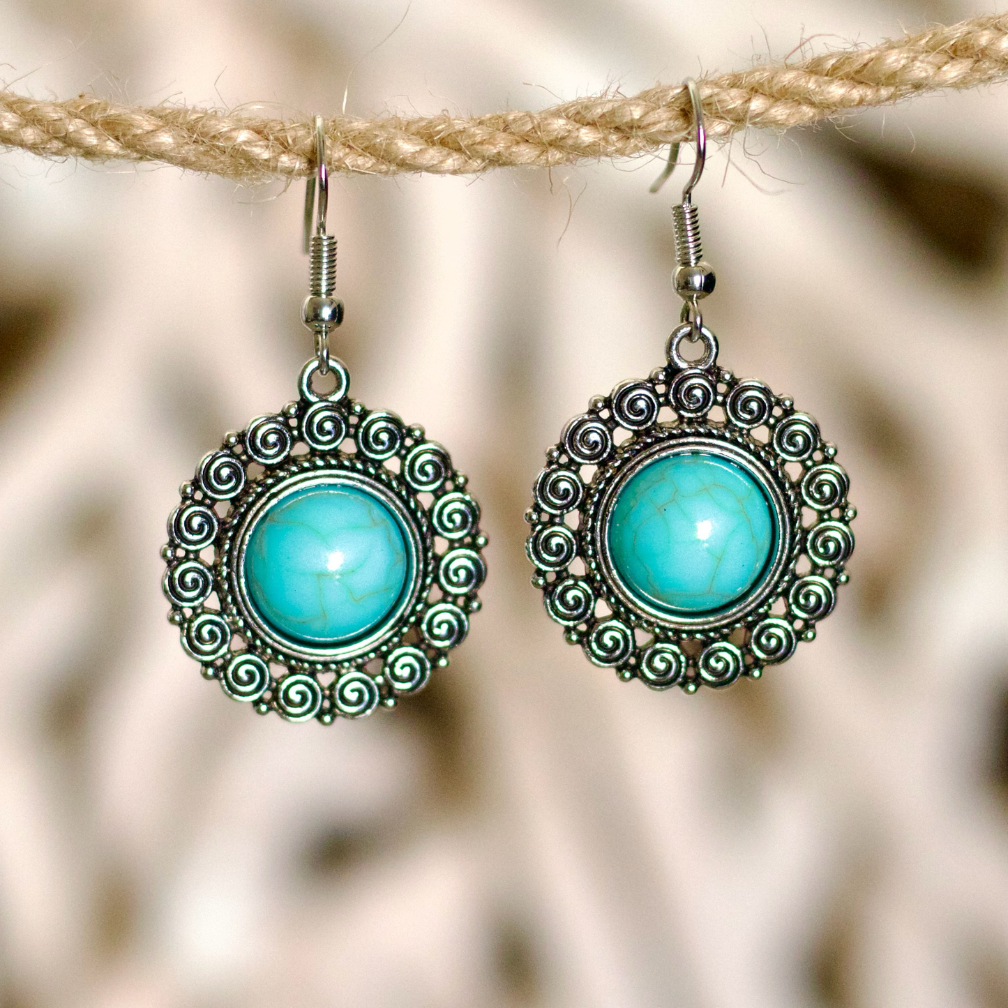 Turquoise Halo Boho Earrings – Vintage Luxe Charm