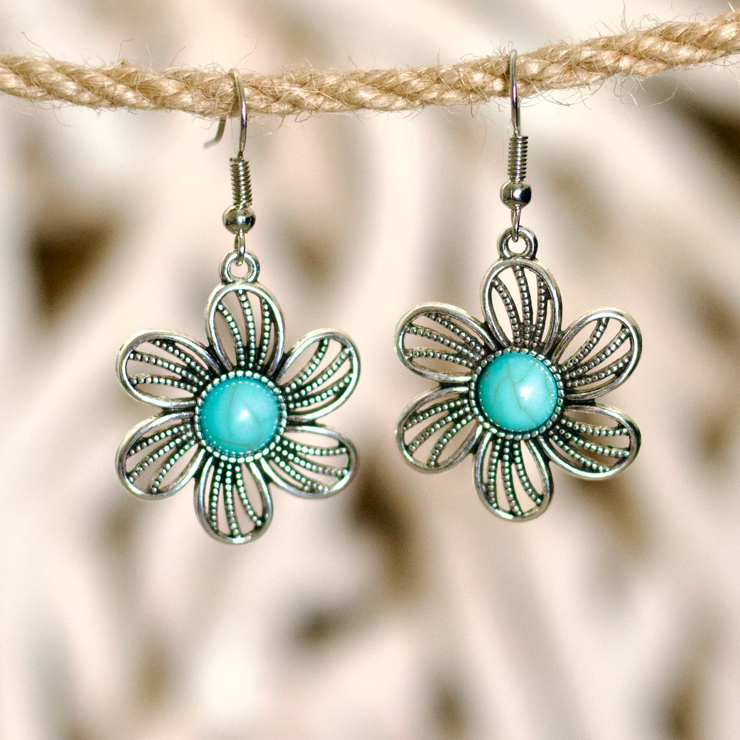 Turquoise Flower Earrings – A Touch of Spring