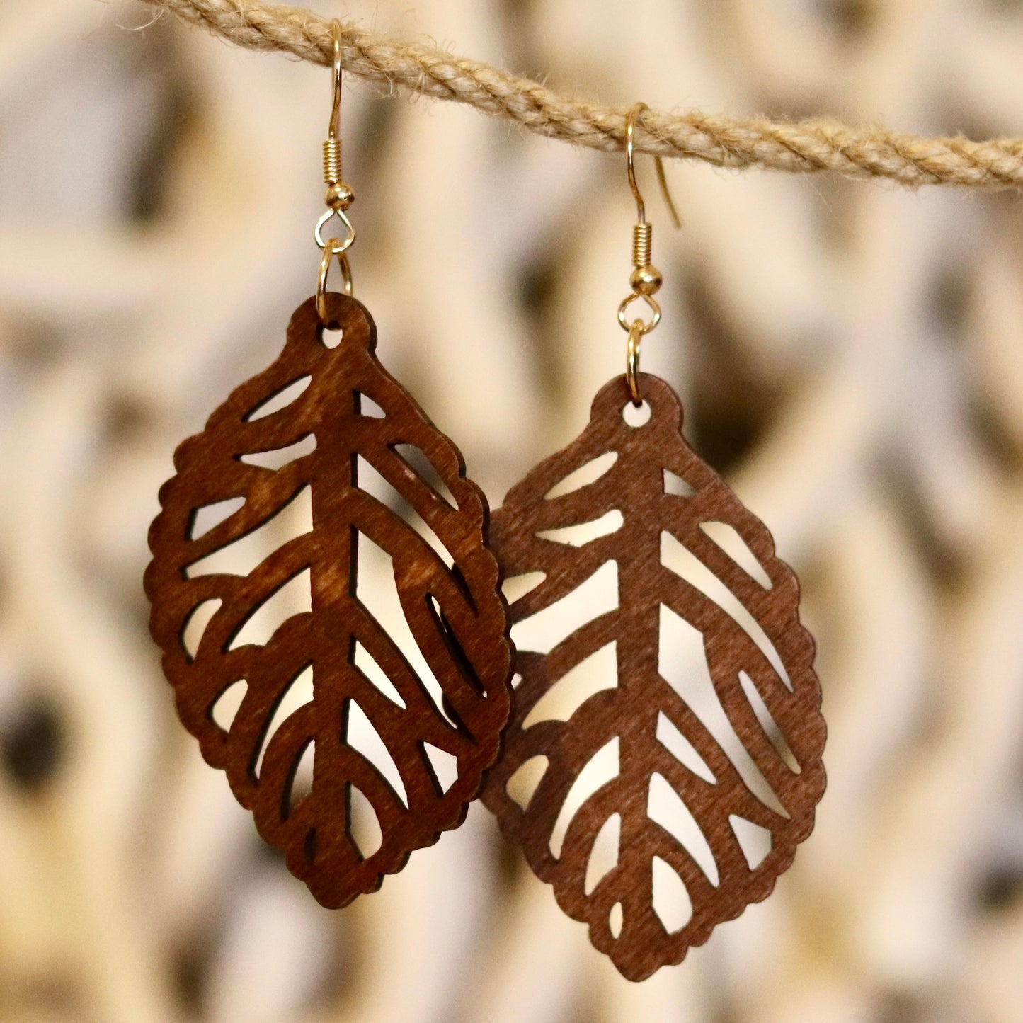 Boho Wooden Leaf Earrings – Nature-Inspired & Lightweight