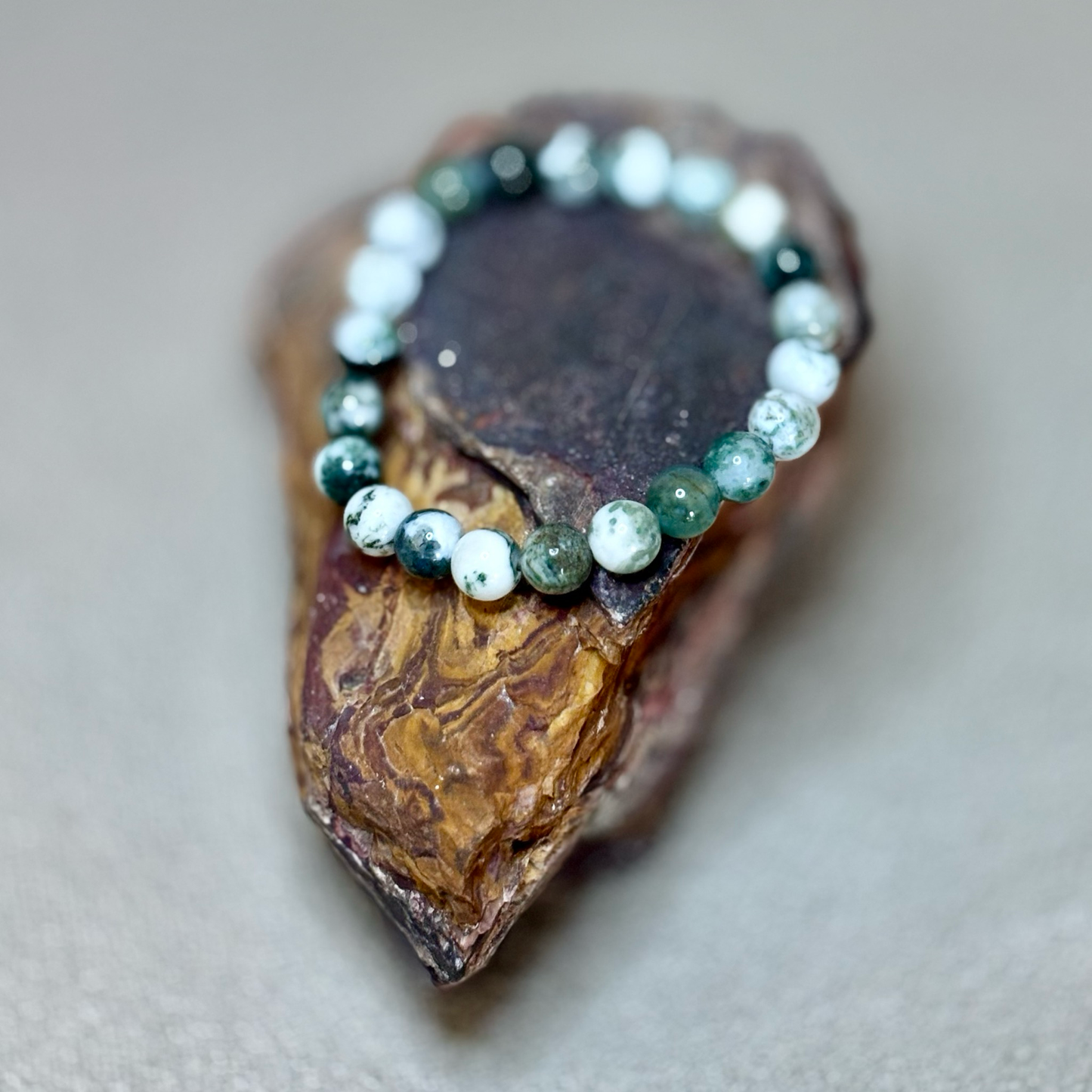 Green Moss Agate Beaded Bracelet