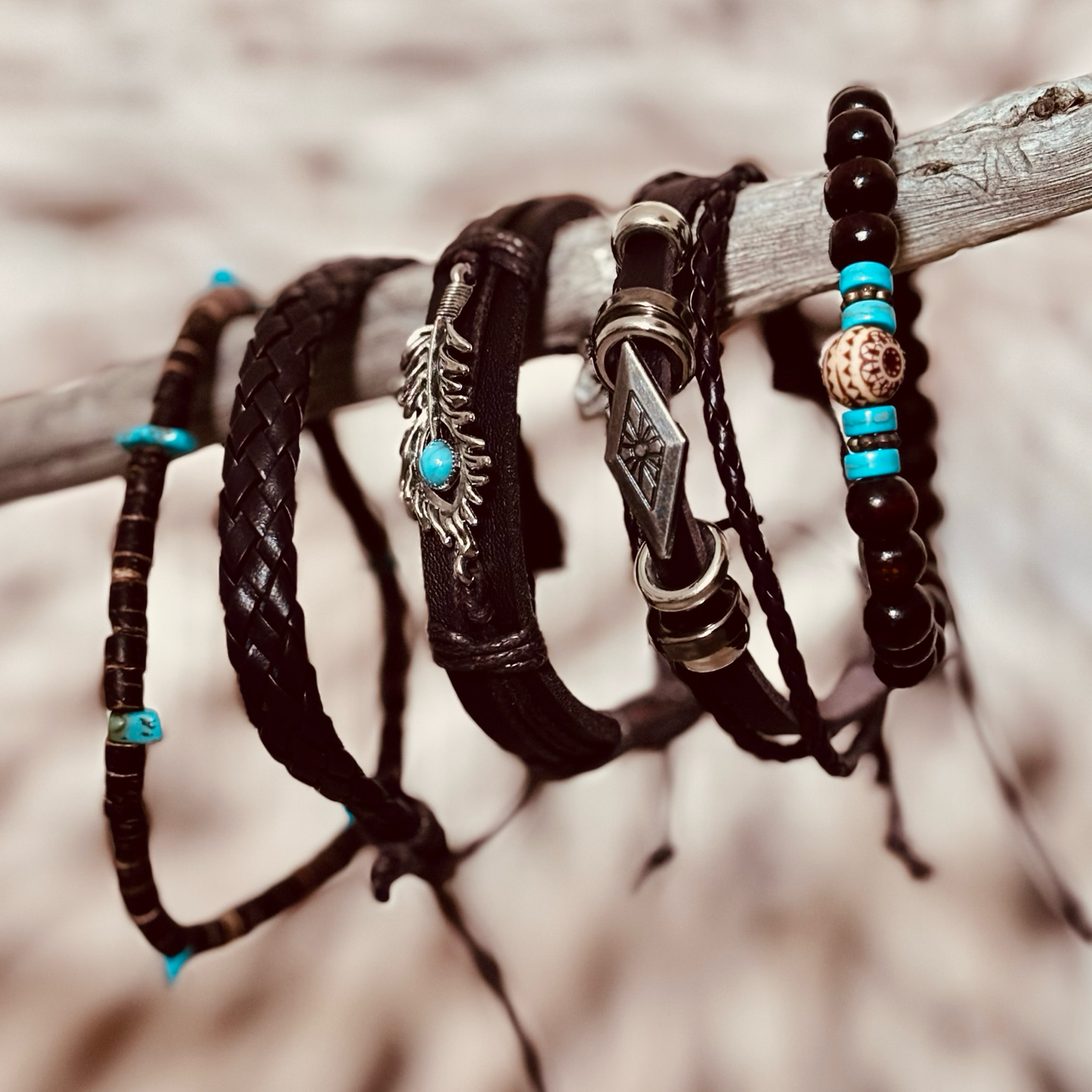 Tribal Wanderer Leather Bracelet Set – Boho Explorer Style