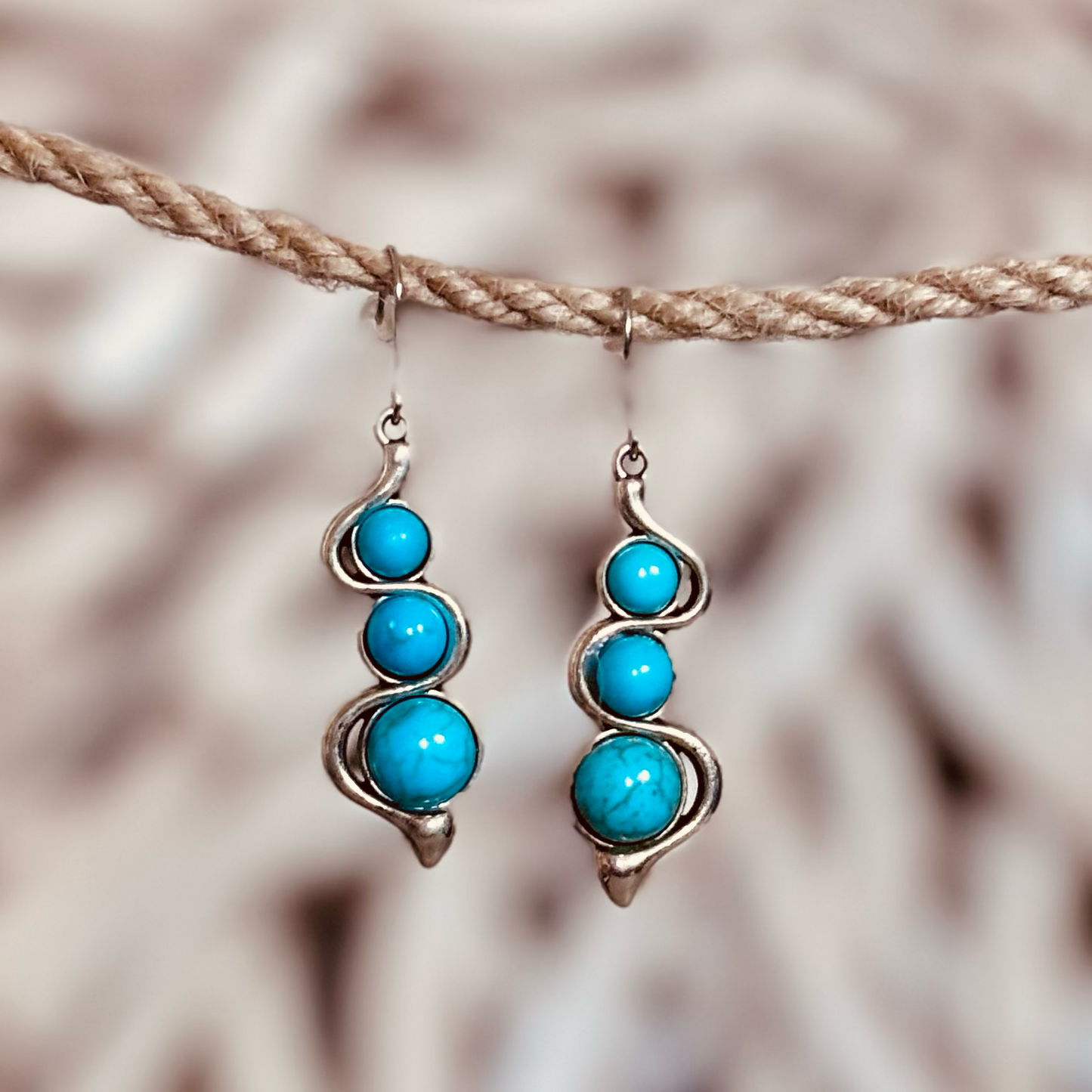 Swirling Turquoise Triple Drop Earrings – Elegantly Bohemian