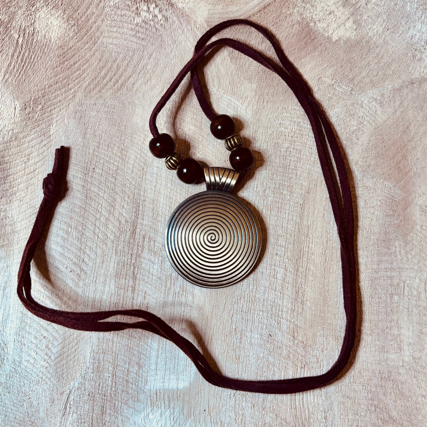 Spiral Pendant and Beaded Boho Necklace