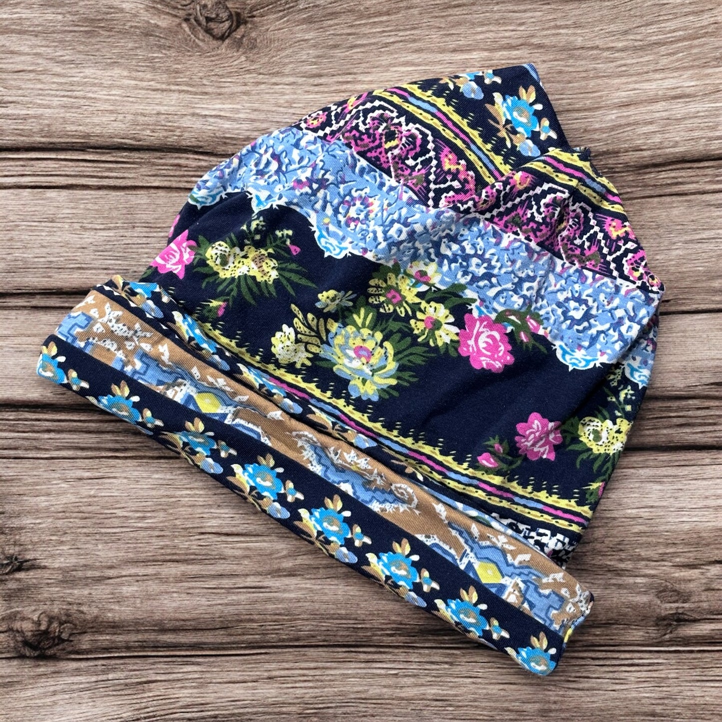 Boho Patchwork Floral Beanie – Soft & Colourful