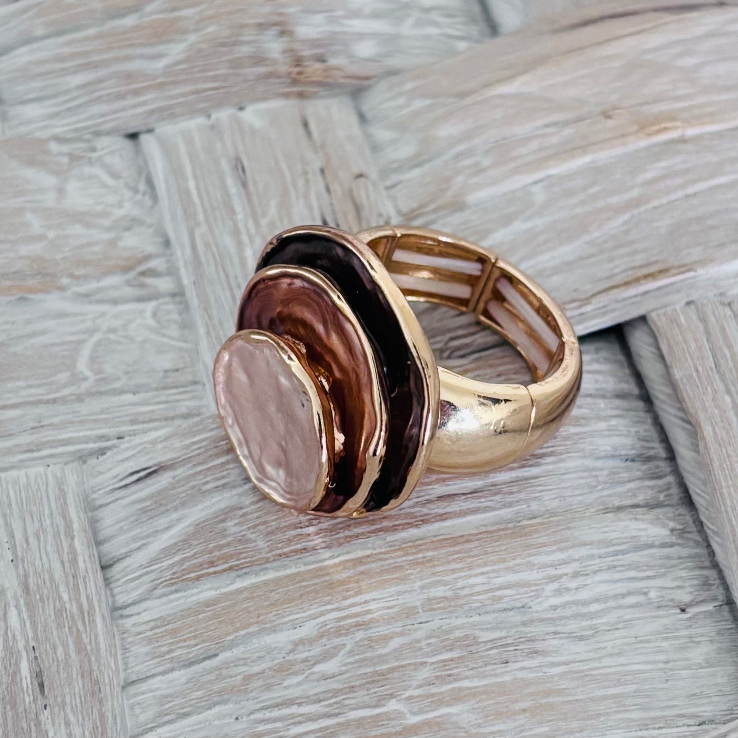 Layered Metallic Statement Ring