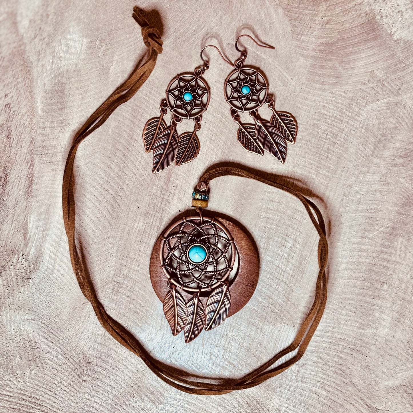 Turquoise Dreamcatcher Jewellery Set – Boho & Artisanal