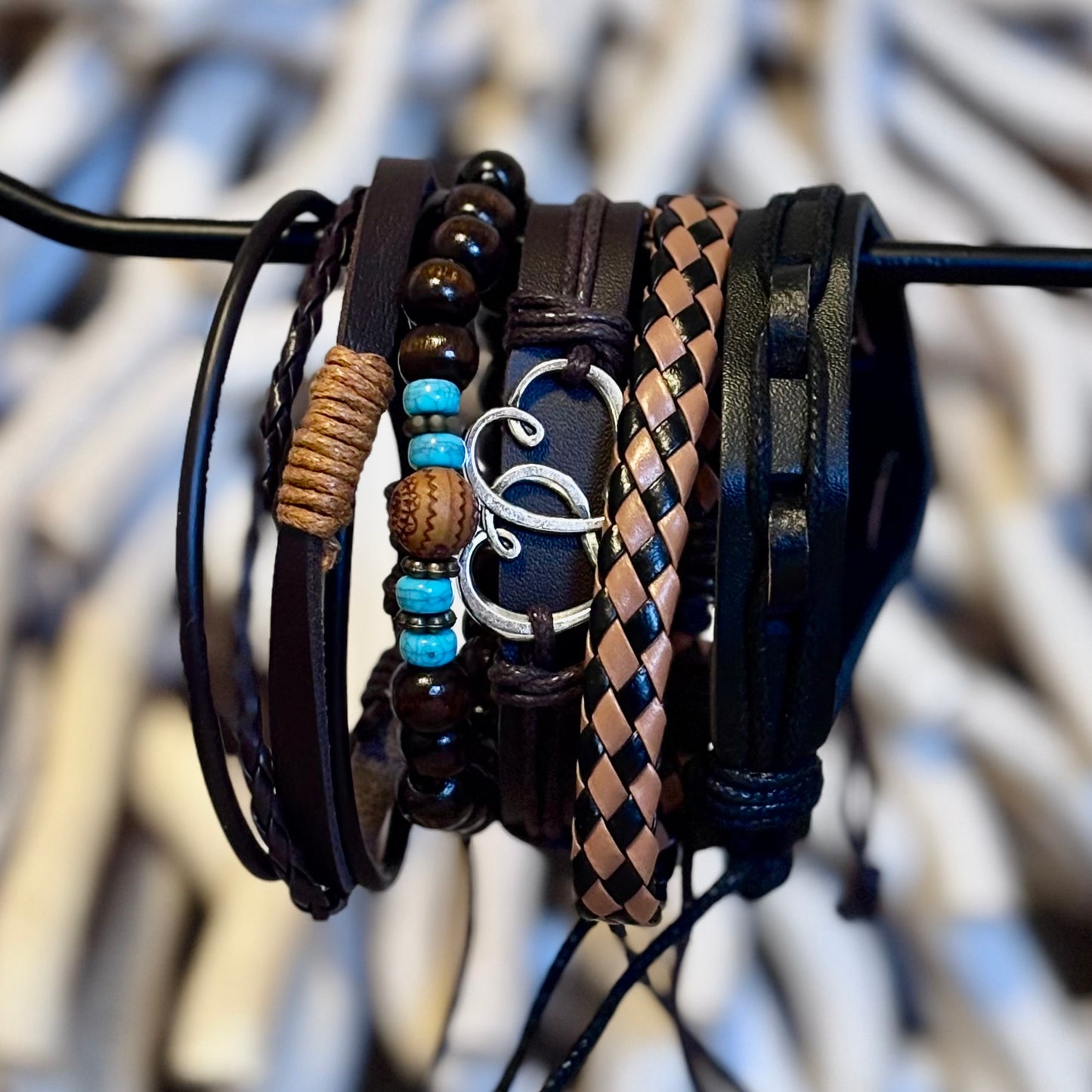 Heartland Leather Stack – Tribal Texture with a Hint of Love