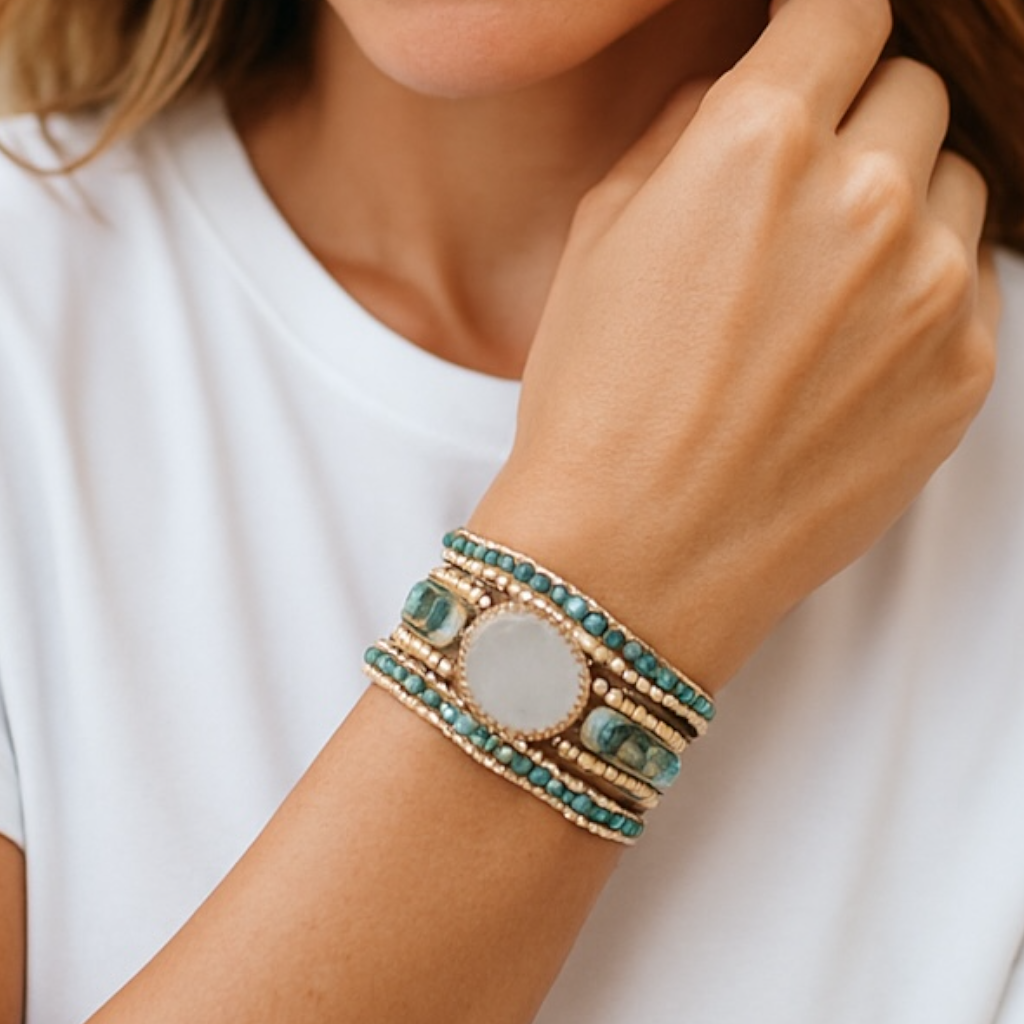Salt & Sky Wrap Bracelet – Ocean Hues in a Single Strand Statement