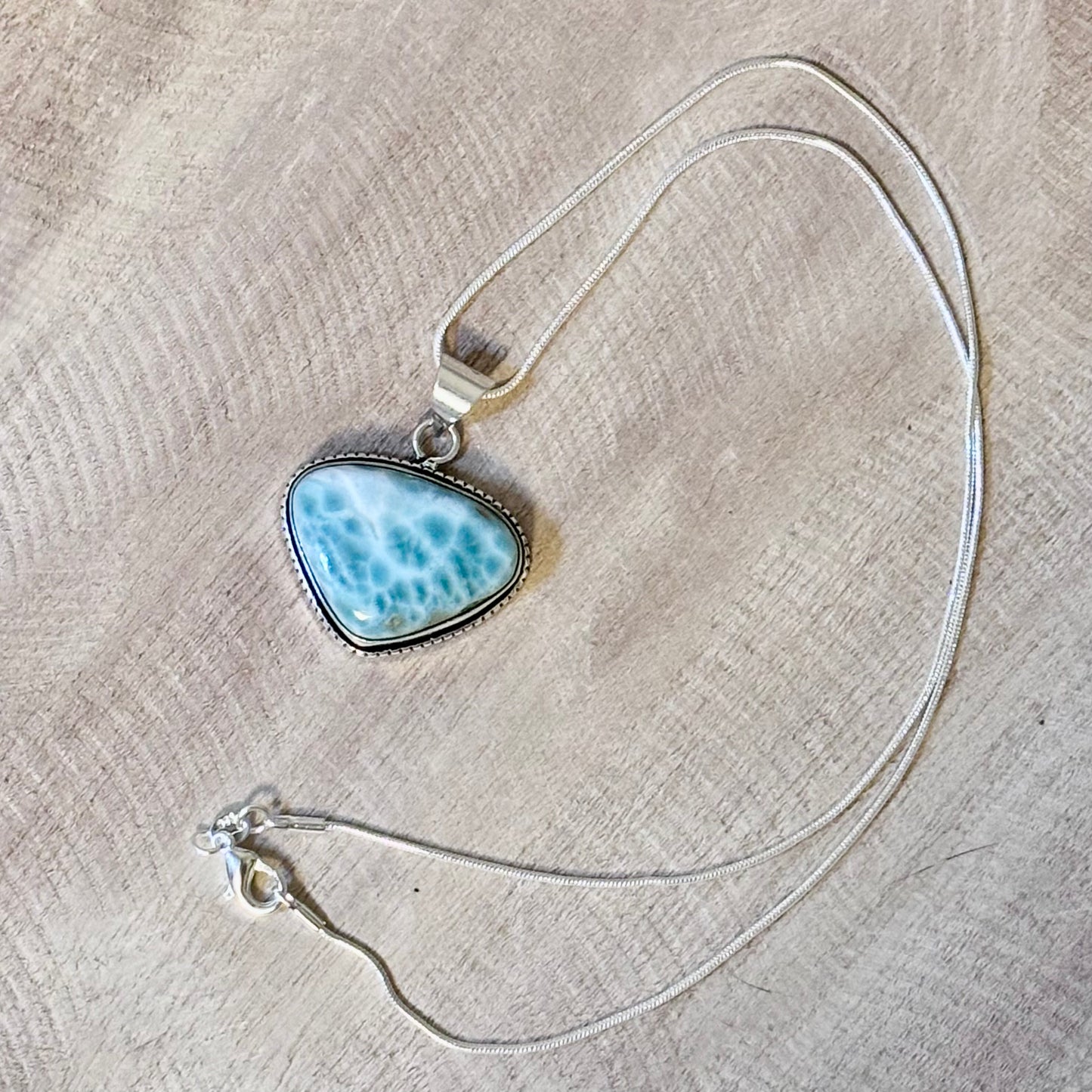 Seafoam Larimar Pendant – Ocean Textures in Sterling Silver