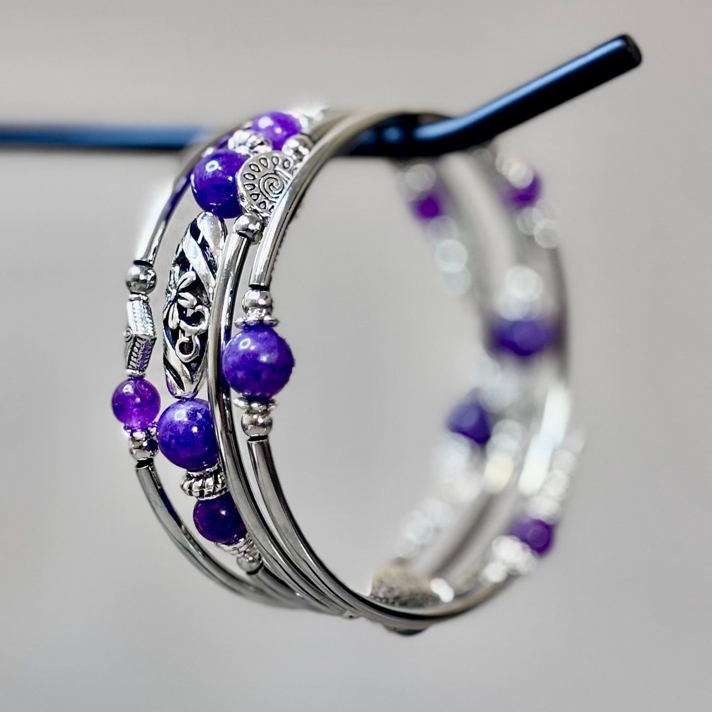 Purple Agate Wrap Bracelet – Royal Hues with Boho Spirit