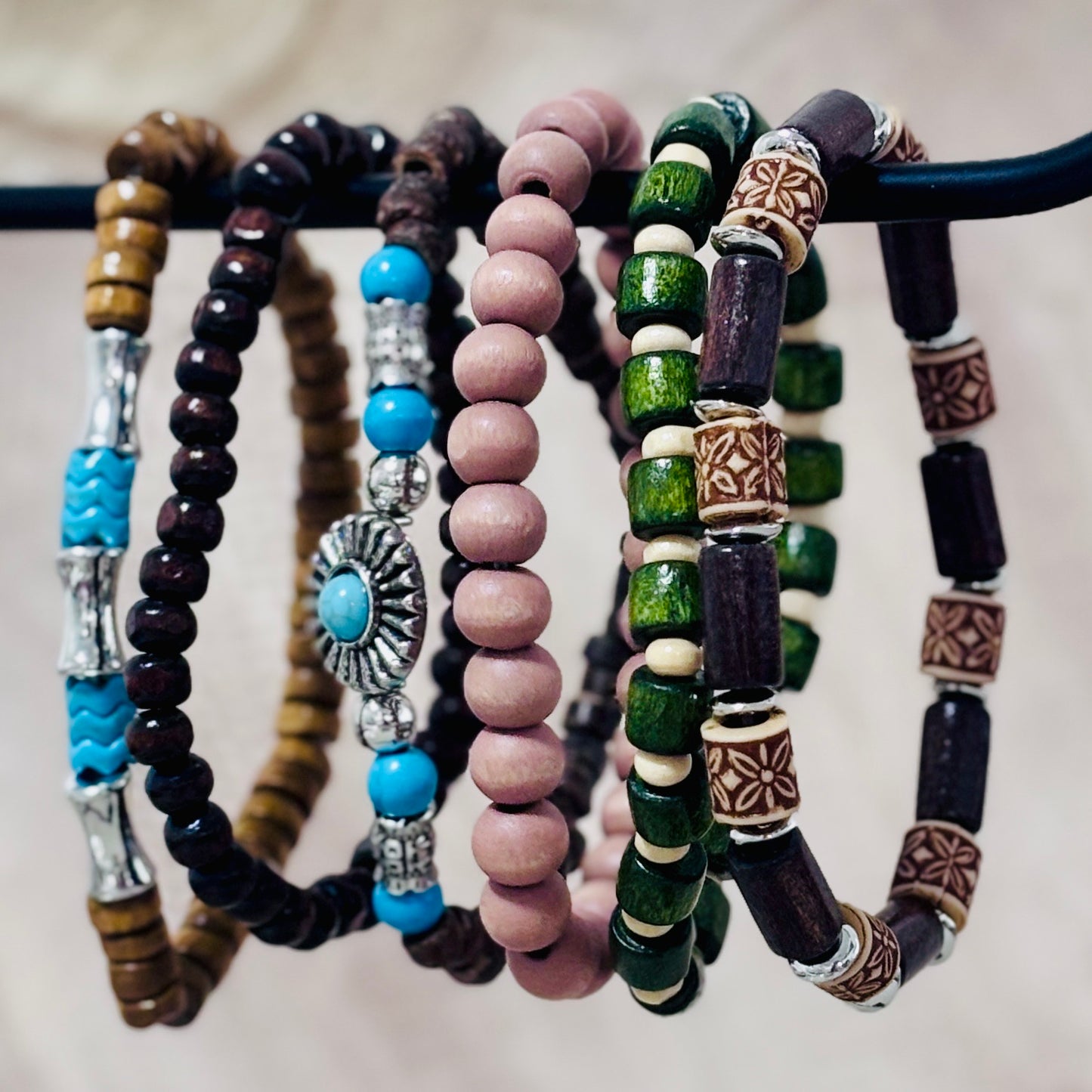 Rustic Earth Beaded Bracelets – Natural & Textured