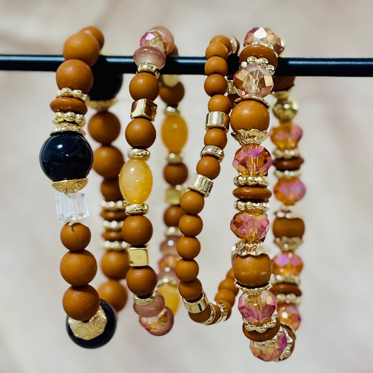 Golden Amber Bracelet Set – Warm, Sunlit Layers