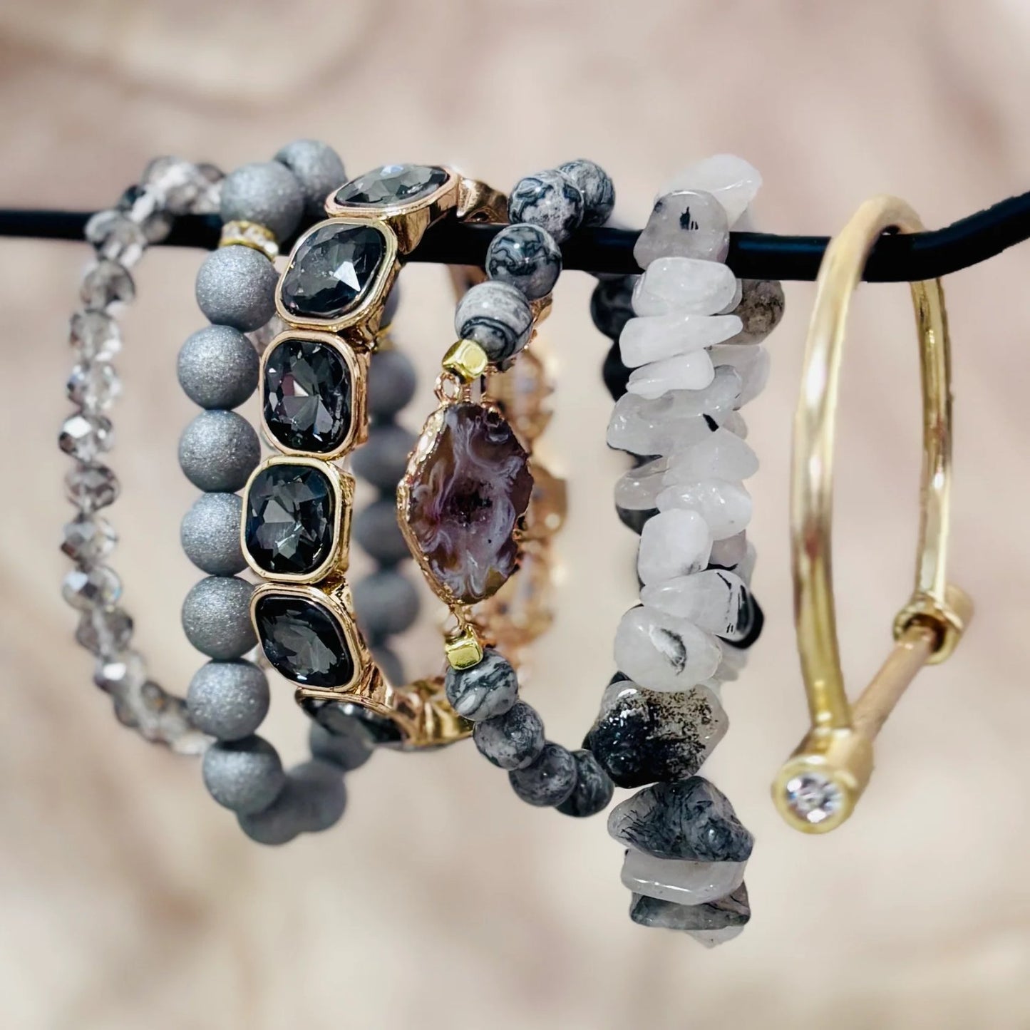 Midnight Dreams Mixed Crystal Bracelet Stack Set