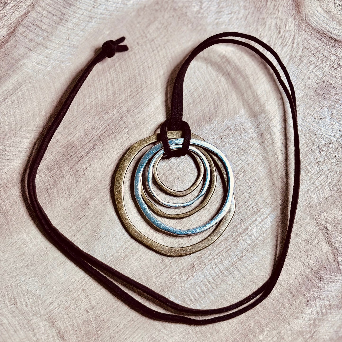 Celestial Loops Necklace – Antique Gold & Silver Rings