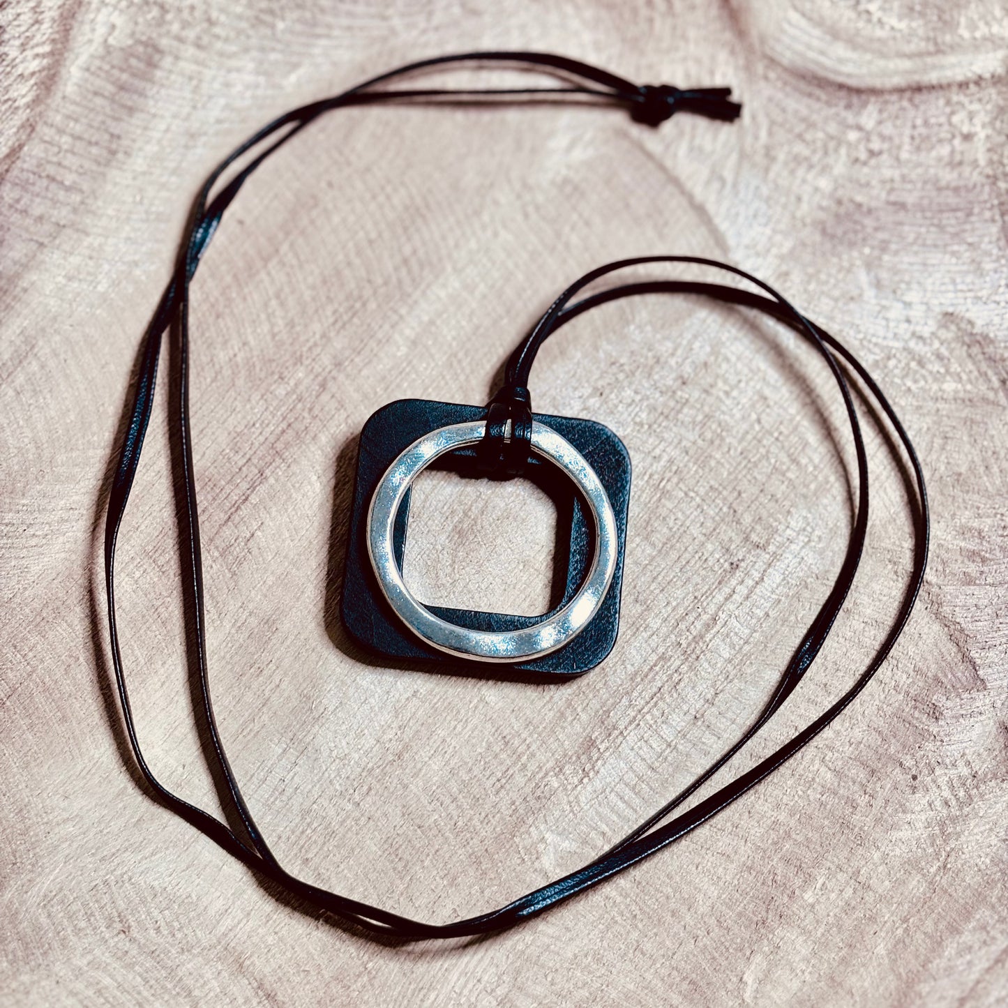 Midnight Orbit Pendant – Black & Silver Statement Necklace