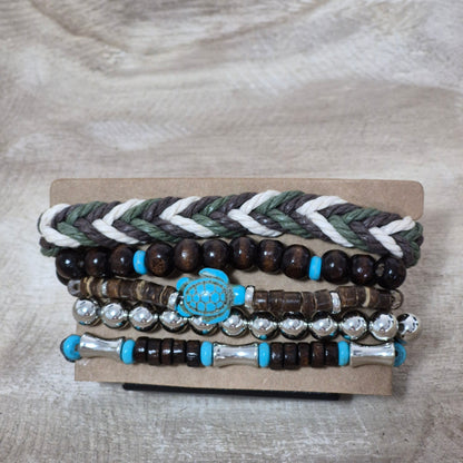 Coastal Wanderer Bracelet Set – Natural, Laid-Back & Easygoing