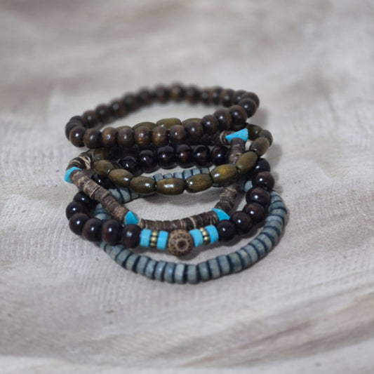 Bohemian Earth Tones Stacked Bracelet Set