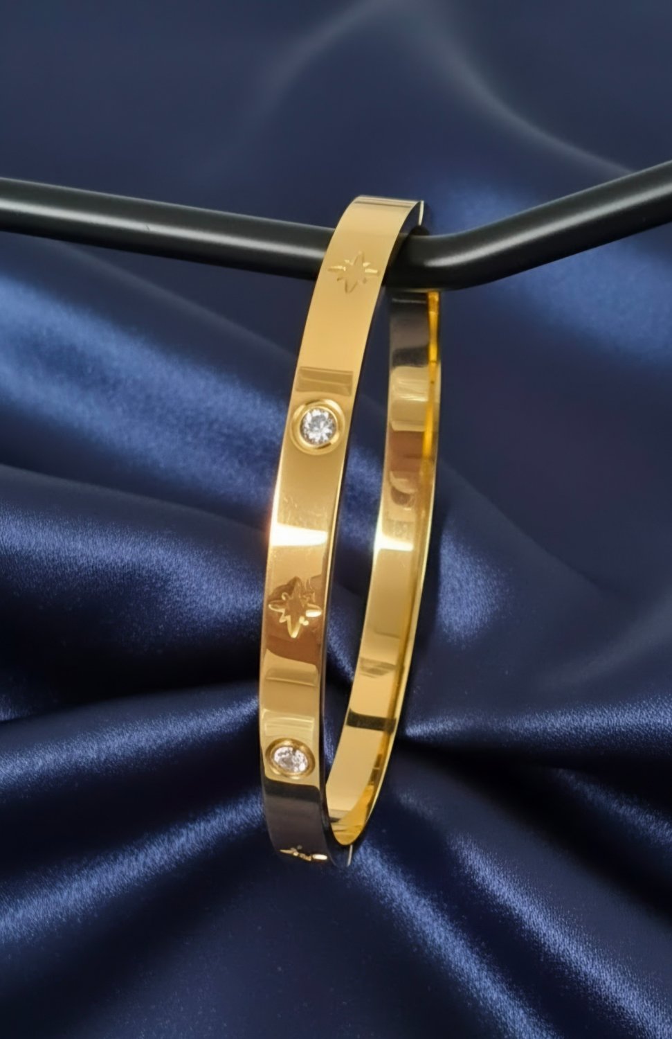 Gold Star Bangle With Crystal Stone Accents