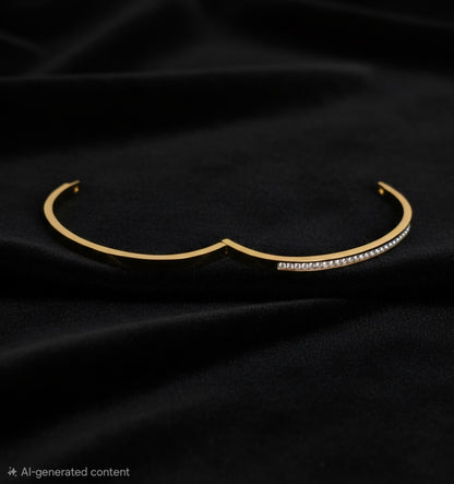 Gold Bangle With Crystal Pavé Diamond Row (Copy)