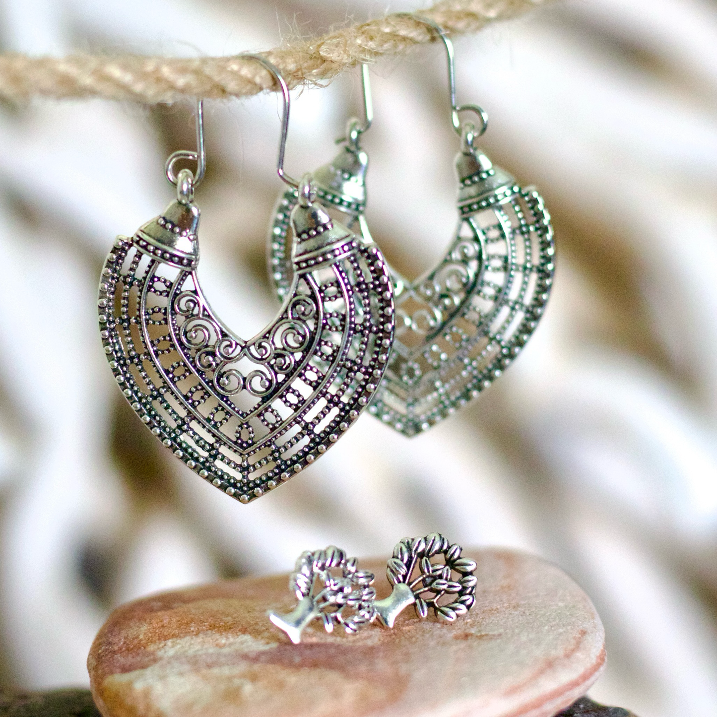 Boho Chic Geometric Earrings Set – Intricate & Elegant