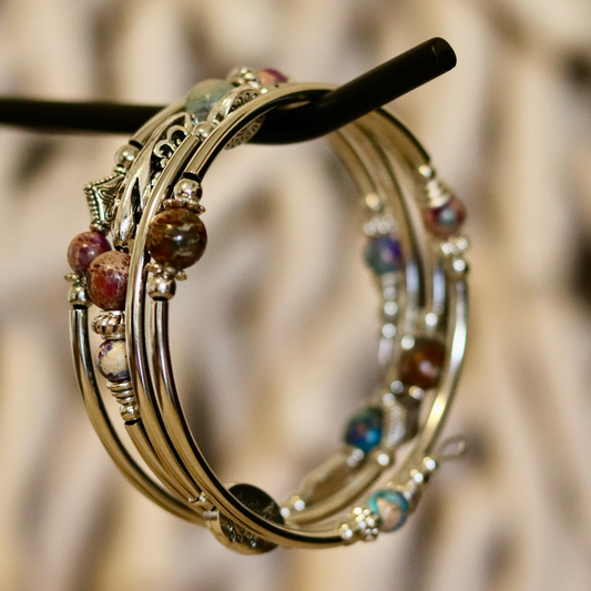 Multi-Gemstone Layered Bracelet – Boho Chic Elegance