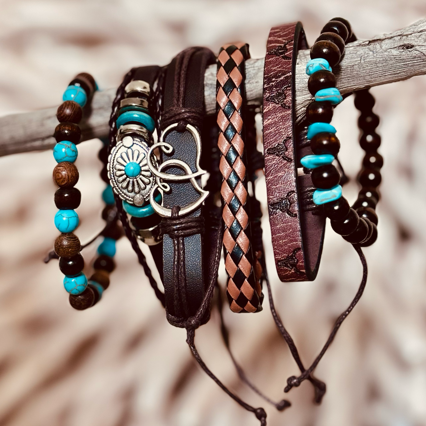 Boho Warrior Leather Bracelet Set – Tribal Edge