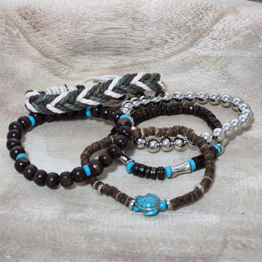 Coastal Wanderer Bracelet Set – Natural, Laid-Back & Easygoing