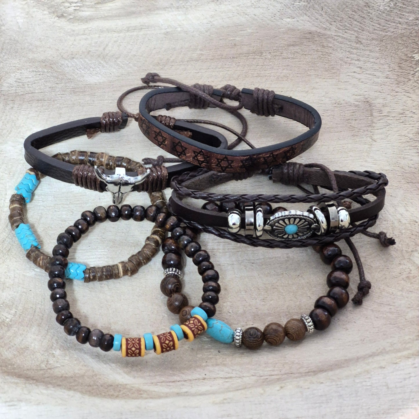 Desert Nomad Bracelet Set – Rustic, Tribal & Road-Ready