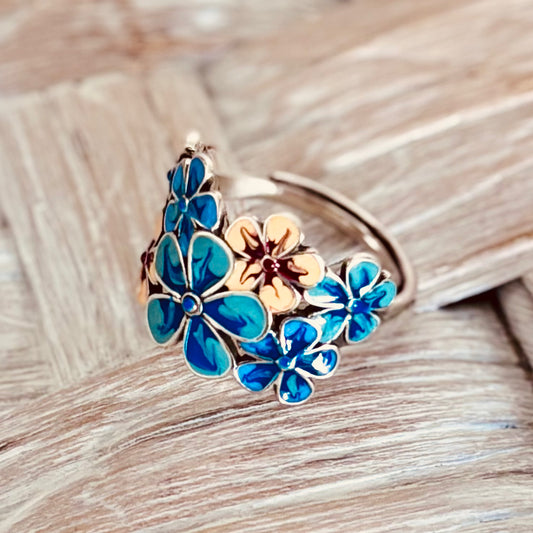 Floral Blossom Enamel Ring