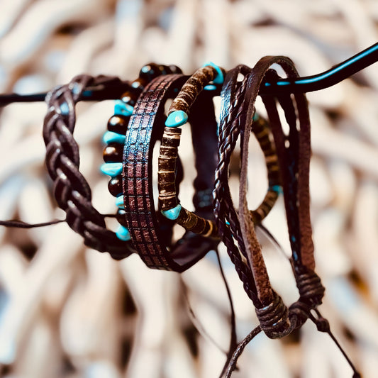 Midnight Driftwood Bracelet Set – Earthy & Bold