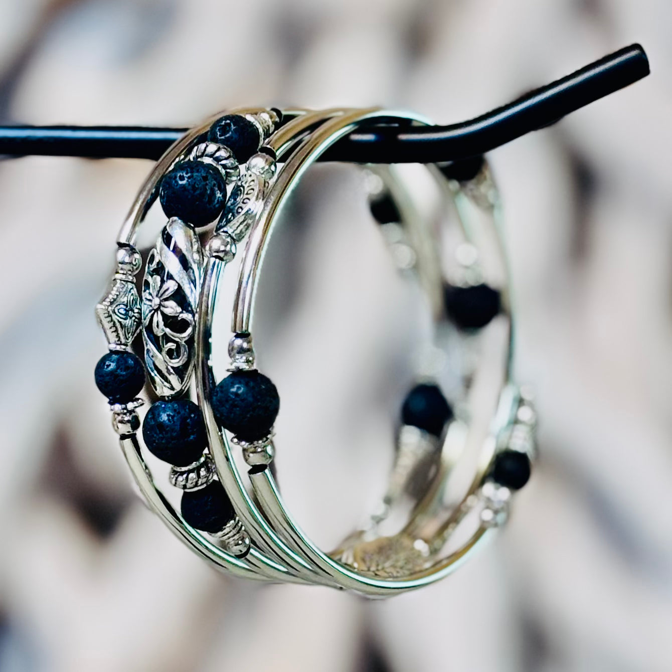 Lava Stone Layered Bracelet – Grounding & Aromatherapy Ready