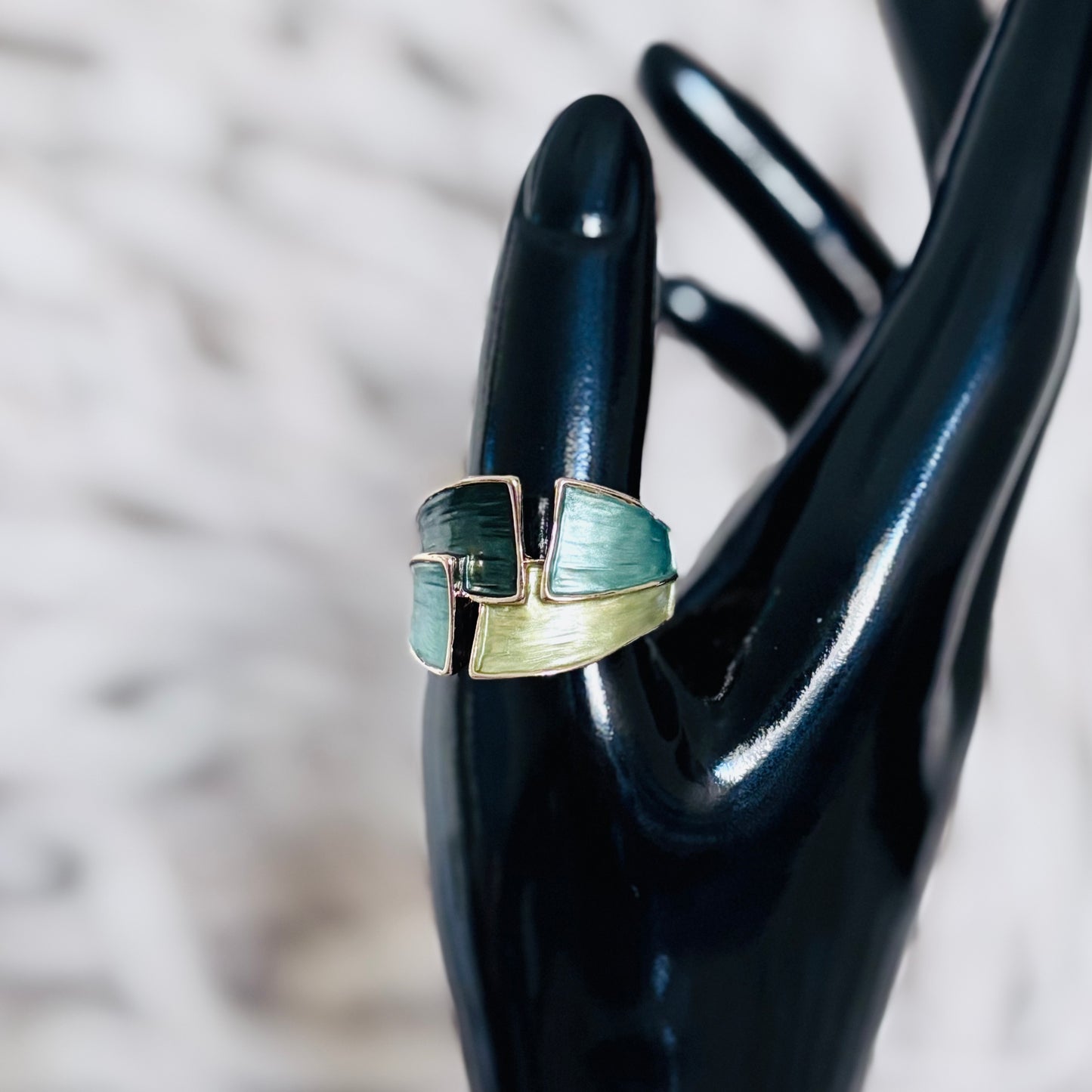 Bold Geometric Color-Block Ring
