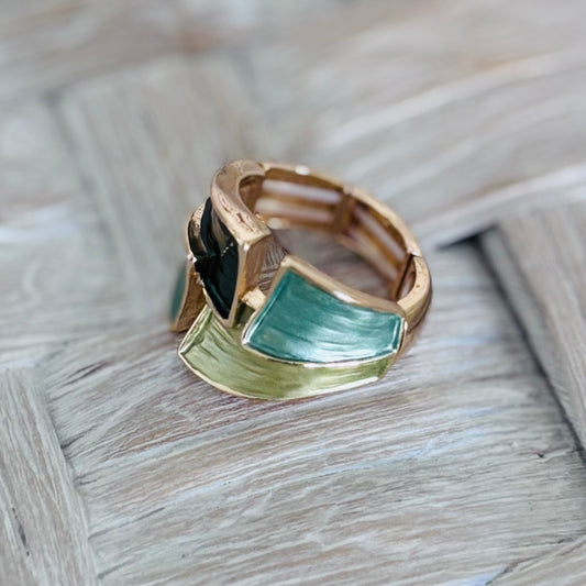 Bold Geometric Color-Block Ring