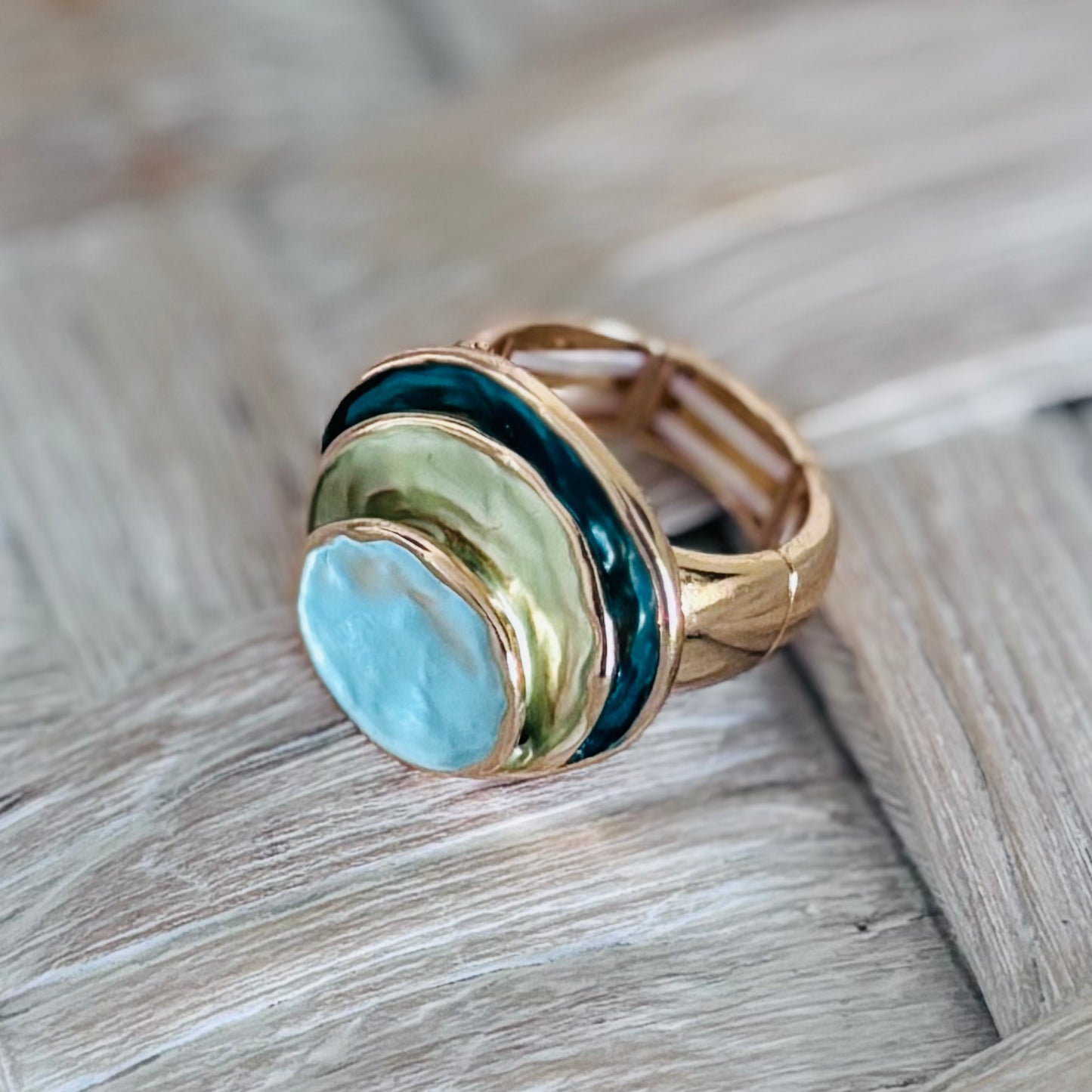 Elegant Layered Colour Block Ring