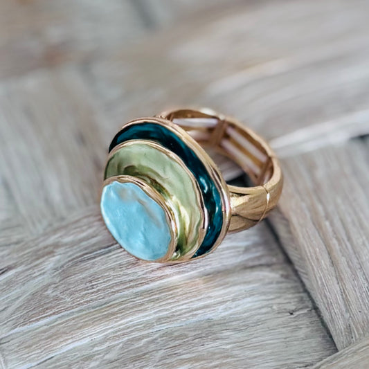 Elegant Layered Colour Block Ring