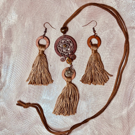 Dream Tassel Suede Jewellery Set – Boho & Earthy
