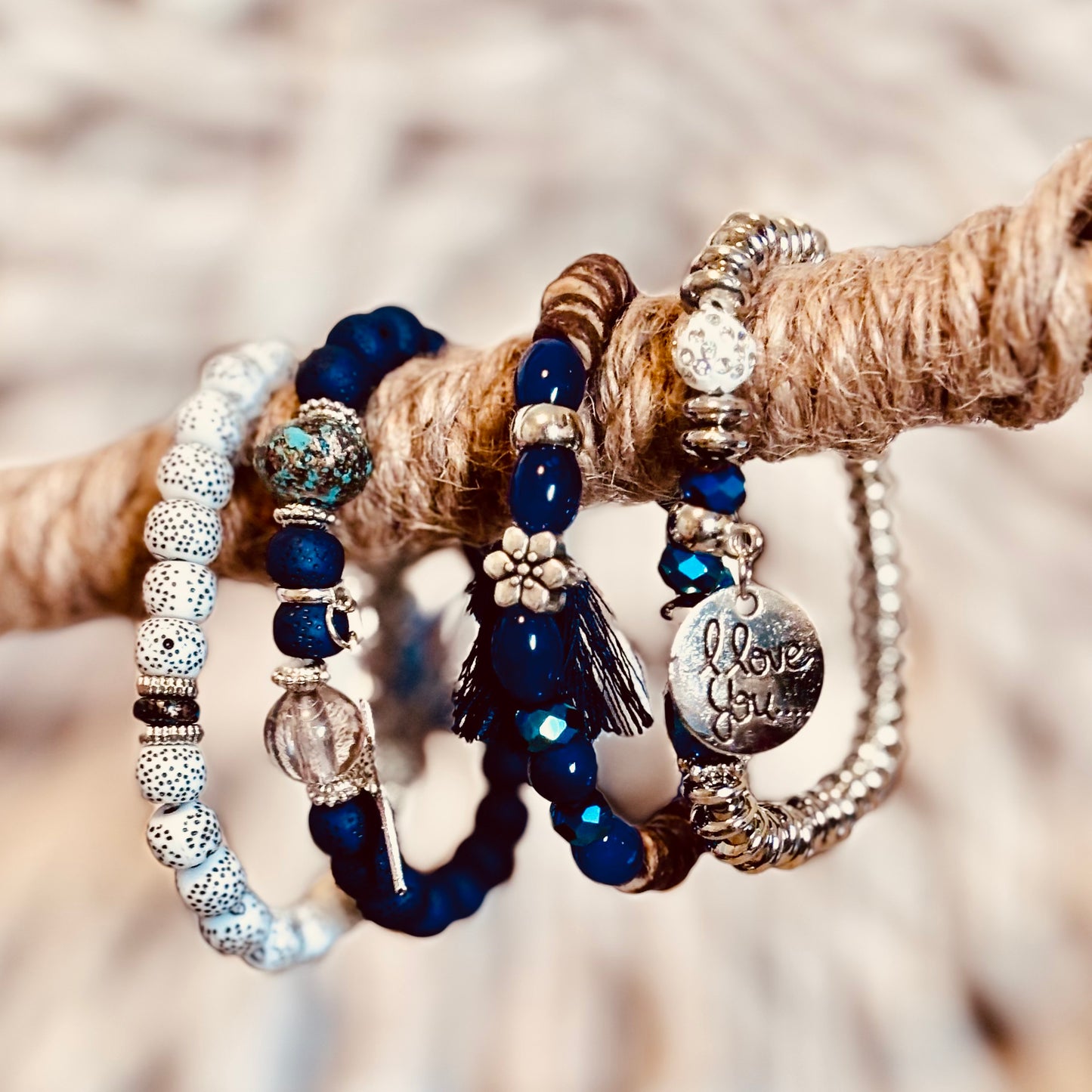 Midnight Mosaic Beaded Bracelet Stack – Chic & Meaningful