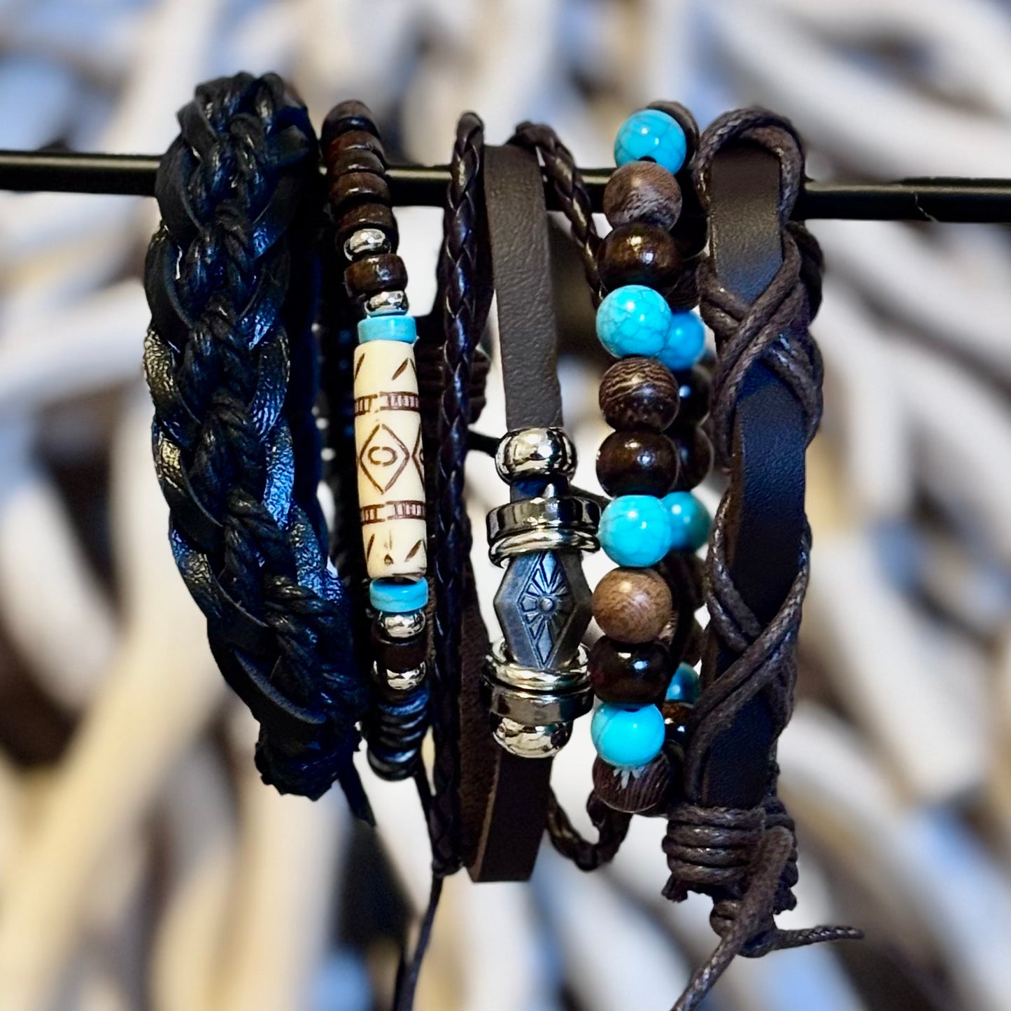 Tribe Mark Leather Stack – Symbols, Beads & Bold Energy