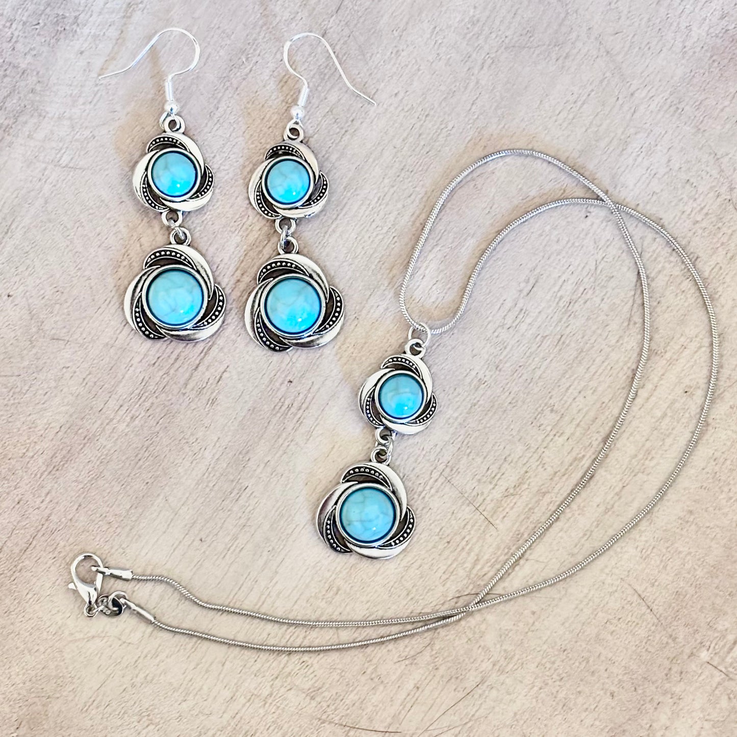 Ocean Orbit Set – Twists of Silver & Sky Blue Stone