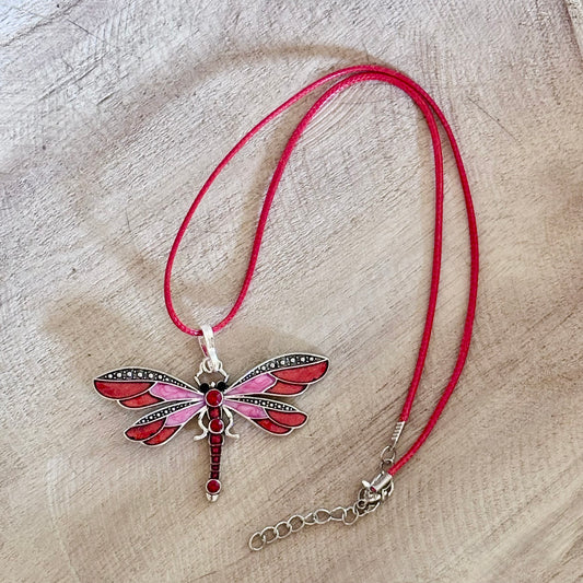 Crimson Flight Dragonfly Pendant – Bold Wings & Wildfire Spirit